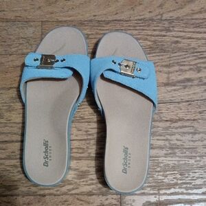 Dr. Scholl's Genuine Suede Women's Light Blue Buckle Sandals